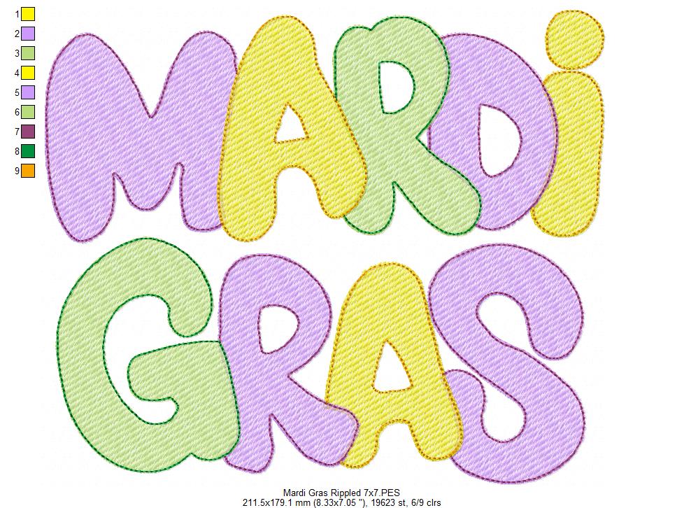 Mardi Gras - Rippled Stitch - Machine Embroidery Design
