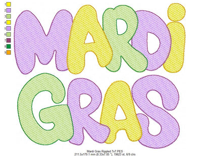 Mardi Gras - Rippled Stitch - Machine Embroidery Design