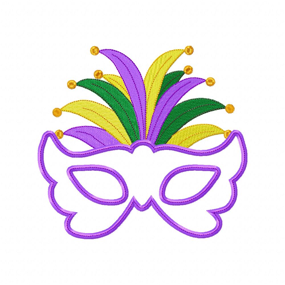 Mardi Gras Mask - Applique - Machine Embroidery Design