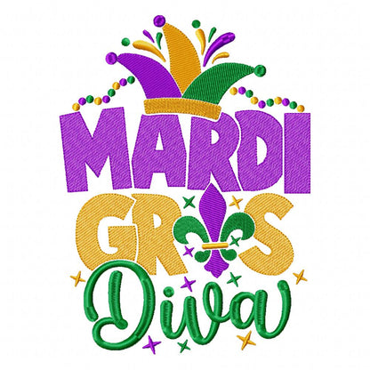 Mardi Gras Diva - Fill Stitch - Machine Embroidery Design