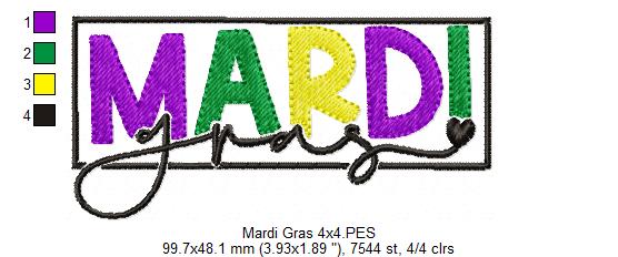 Mardi Gras Joy – Fill Stitch – Machine Embroidery Design