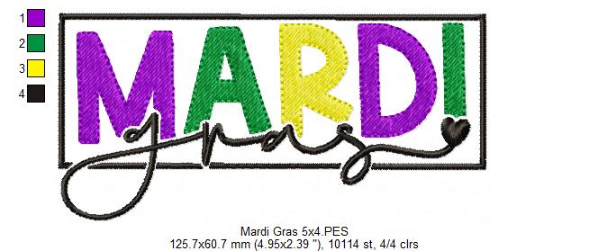 Mardi Gras Joy – Fill Stitch – Machine Embroidery Design