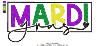Mardi Gras Joy – Fill Stitch – Machine Embroidery Design