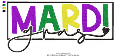 Mardi Gras Joy – Fill Stitch – Machine Embroidery Design