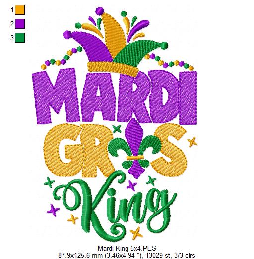 Mardi Gras King - Fill Stitch - Machine Embroidery Design