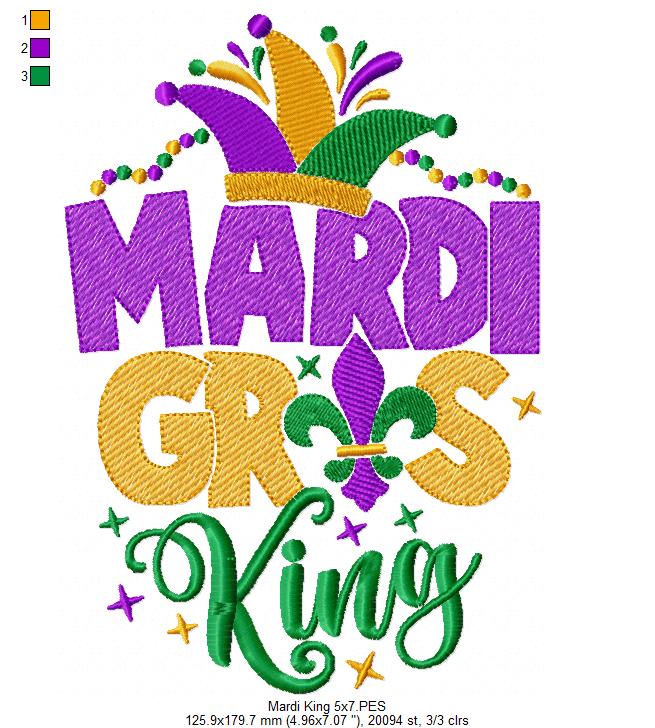 Mardi Gras King - Fill Stitch - Machine Embroidery Design