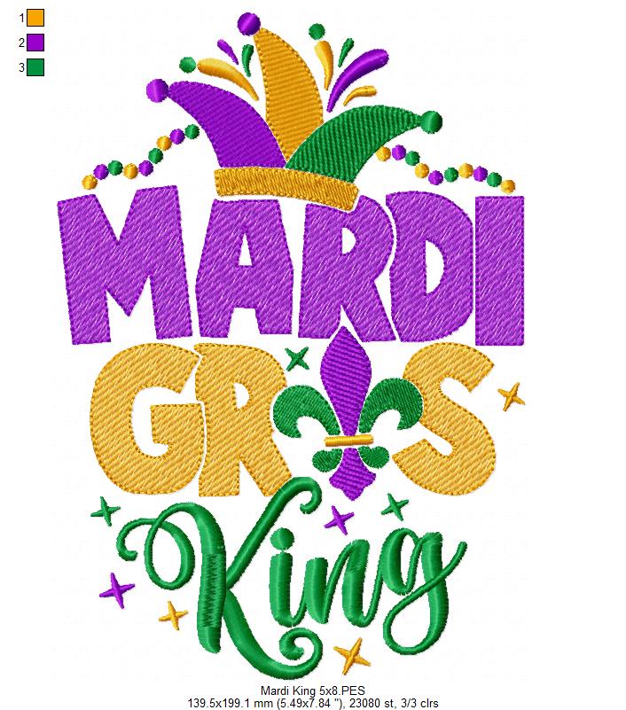 Mardi Gras King - Fill Stitch - Machine Embroidery Design