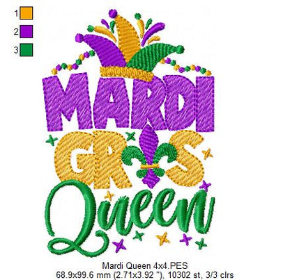 Mardi Gras Queen - Fill Stitch - Machine Embroidery Design