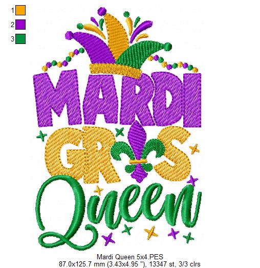 Mardi Gras Queen - Fill Stitch - Machine Embroidery Design