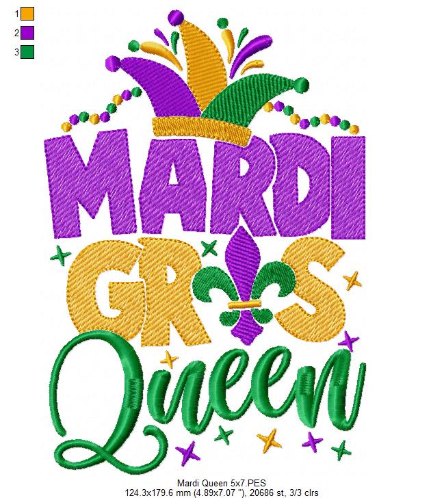 Mardi Gras Queen - Fill Stitch - Machine Embroidery Design