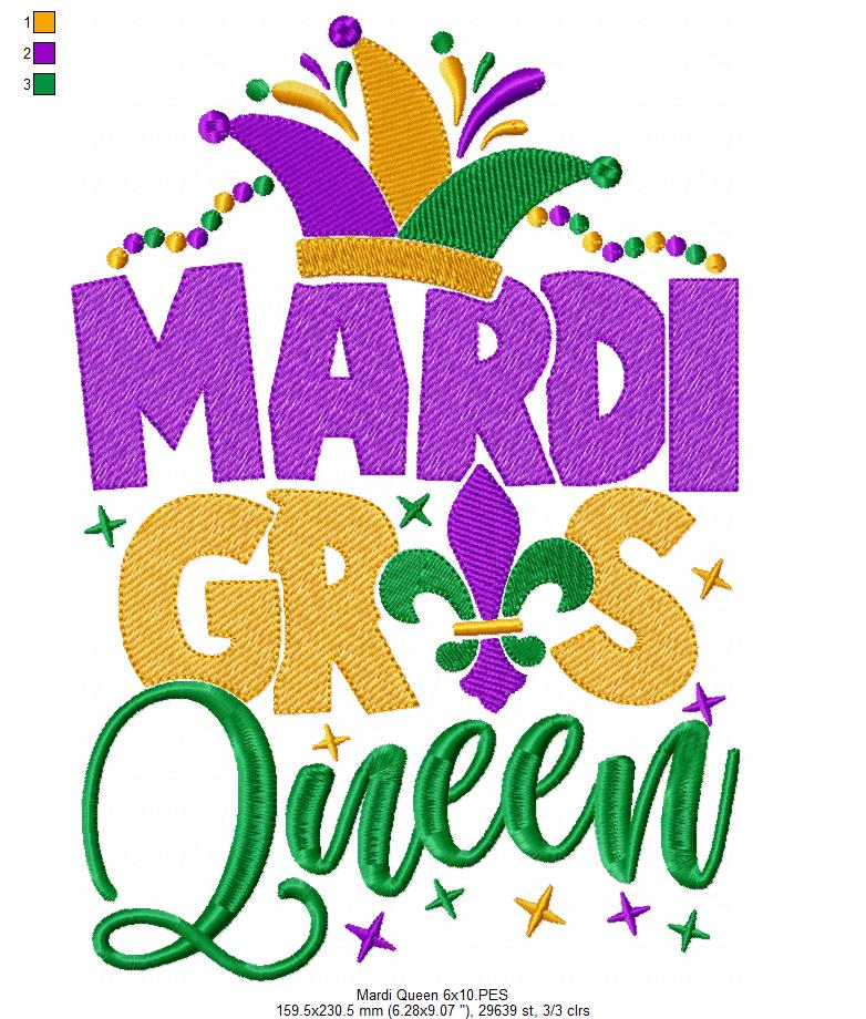 Mardi Gras Queen - Fill Stitch - Machine Embroidery Design