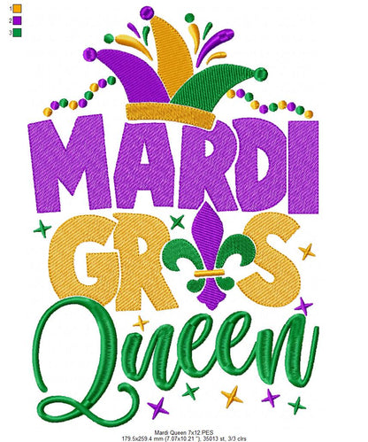 Mardi Gras Queen - Fill Stitch - Machine Embroidery Design