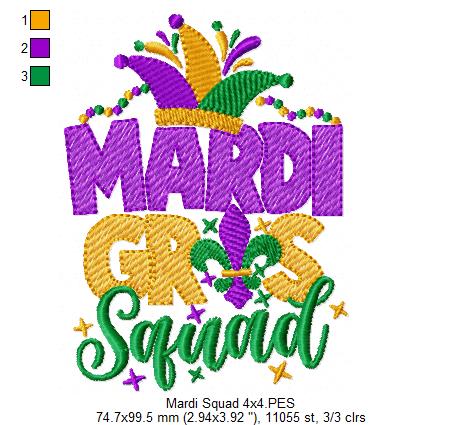 Mardi Gras Squad - Fill Stitch - Machine Embroidery Design