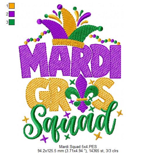 Mardi Gras Squad - Fill Stitch - Machine Embroidery Design