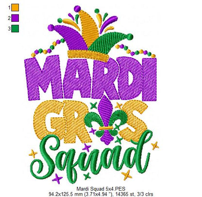 Mardi Gras Squad - Fill Stitch - Machine Embroidery Design