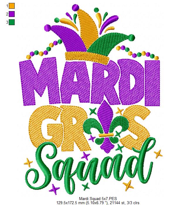 Mardi Gras Squad - Fill Stitch - Machine Embroidery Design