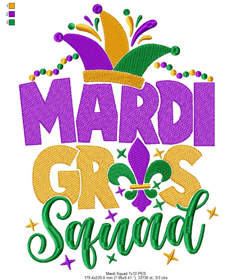 Mardi Gras Squad - Fill Stitch - Machine Embroidery Design