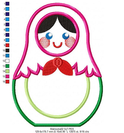Matrioska - Applique - Machine Embroidery Design