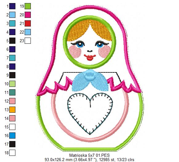 Matrioska Ornaments Set of 3 Designs - ITH Project - Machine Embroidery Design