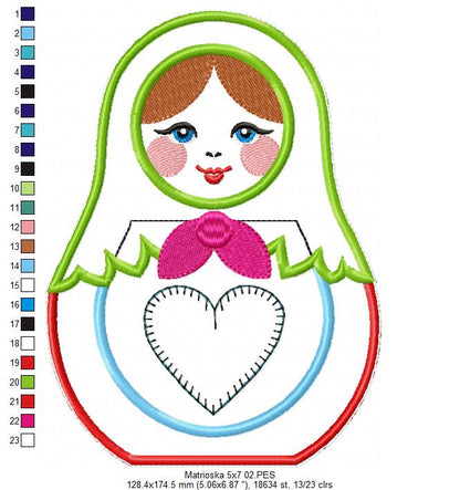 Matrioska Ornaments Set of 3 Designs - ITH Project - Machine Embroidery Design