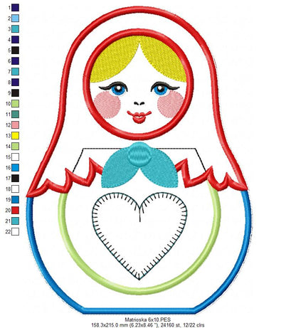 Matrioska Ornaments Set of 3 Designs - ITH Project - Machine Embroidery Design