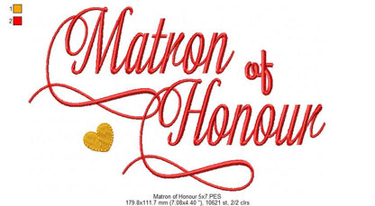 Matron of Honour - Fill Stitch Embroidery
