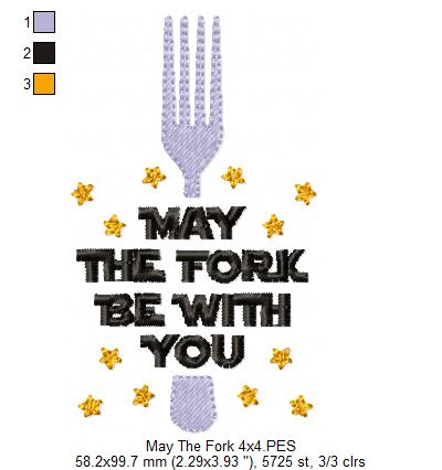 May the Fork be with You - Fill Stitch - Machine Embroidery Design