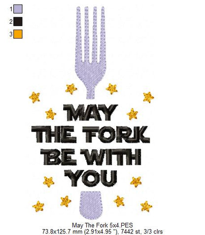 May the Fork be with You - Fill Stitch - Machine Embroidery Design