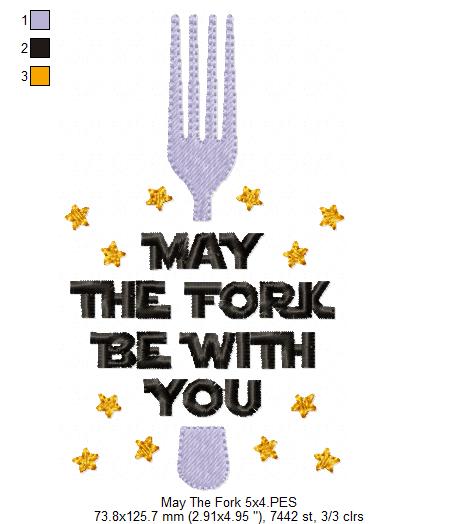 May the Fork be with You - Fill Stitch - Machine Embroidery Design