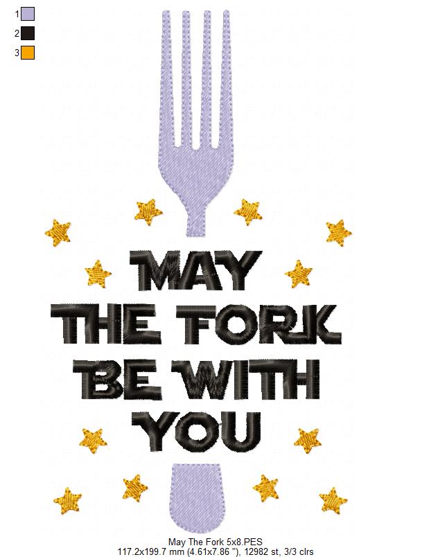 May the Fork be with You - Fill Stitch - Machine Embroidery Design