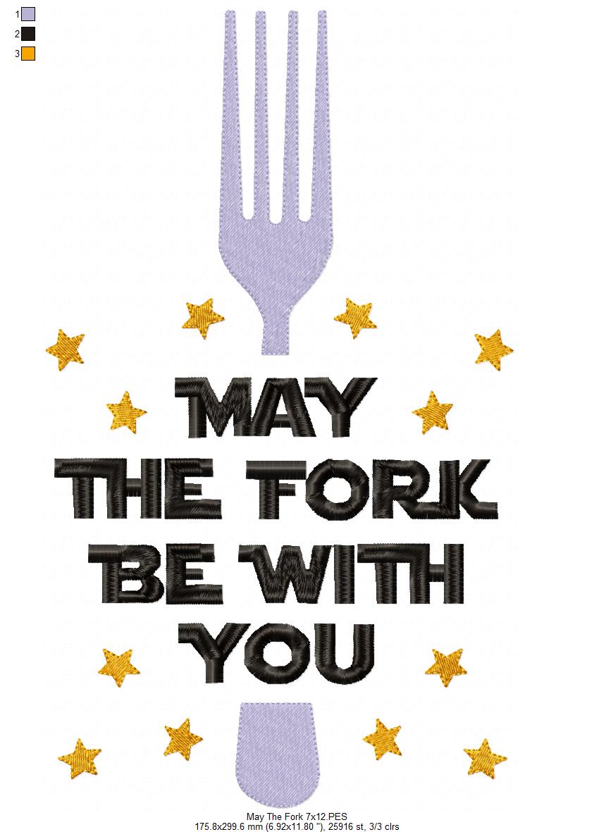 May the Fork be with You - Fill Stitch - Machine Embroidery Design