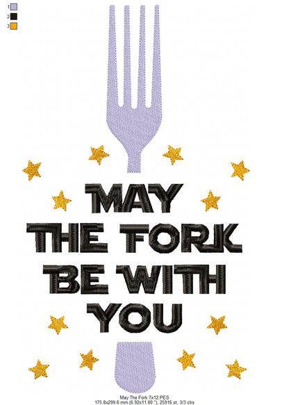 May the Fork be with You - Fill Stitch - Machine Embroidery Design