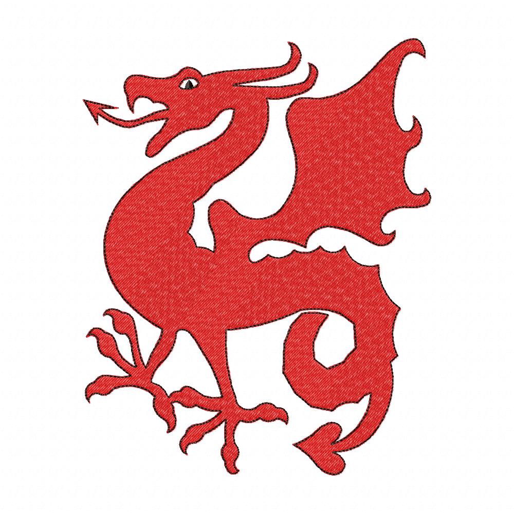 Medieval Dragon - Fill Stitch - Machine Embroidery Design