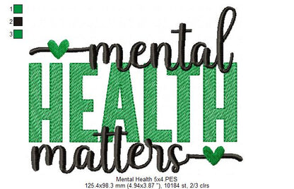 Mental Health Matters - Rippled Stitch - Machine Embroidery Design
