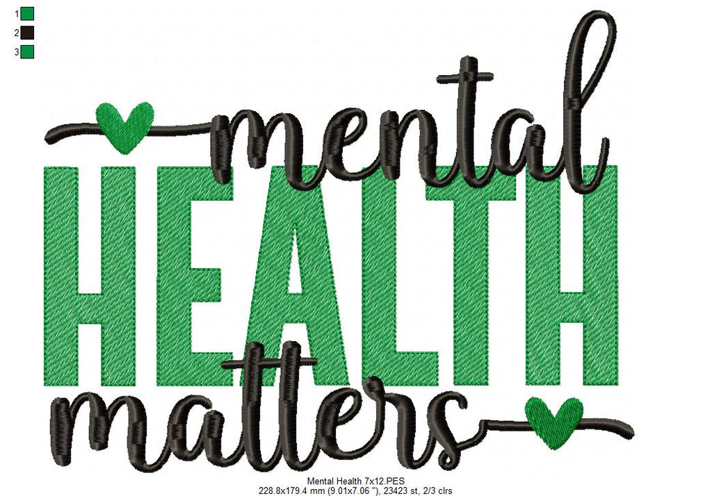 Mental Health Matters - Rippled Stitch - Machine Embroidery Design