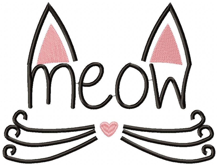 Cute Meow Cat Face - Satin Stitch – Machine Embroidery Design