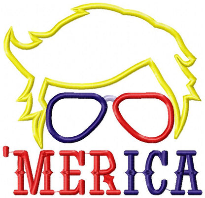 Patriotic 'Merica - Applique - Machine Embroidery Design