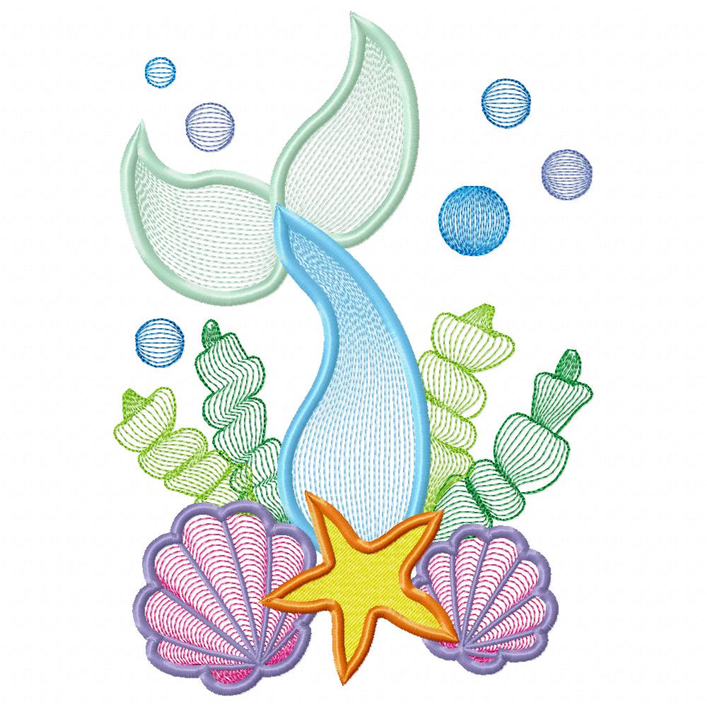 Mermaid Tail - Fill Stitch - Machine Embroidery Design