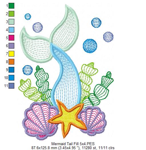 Mermaid Tail - Fill Stitch - Machine Embroidery Design