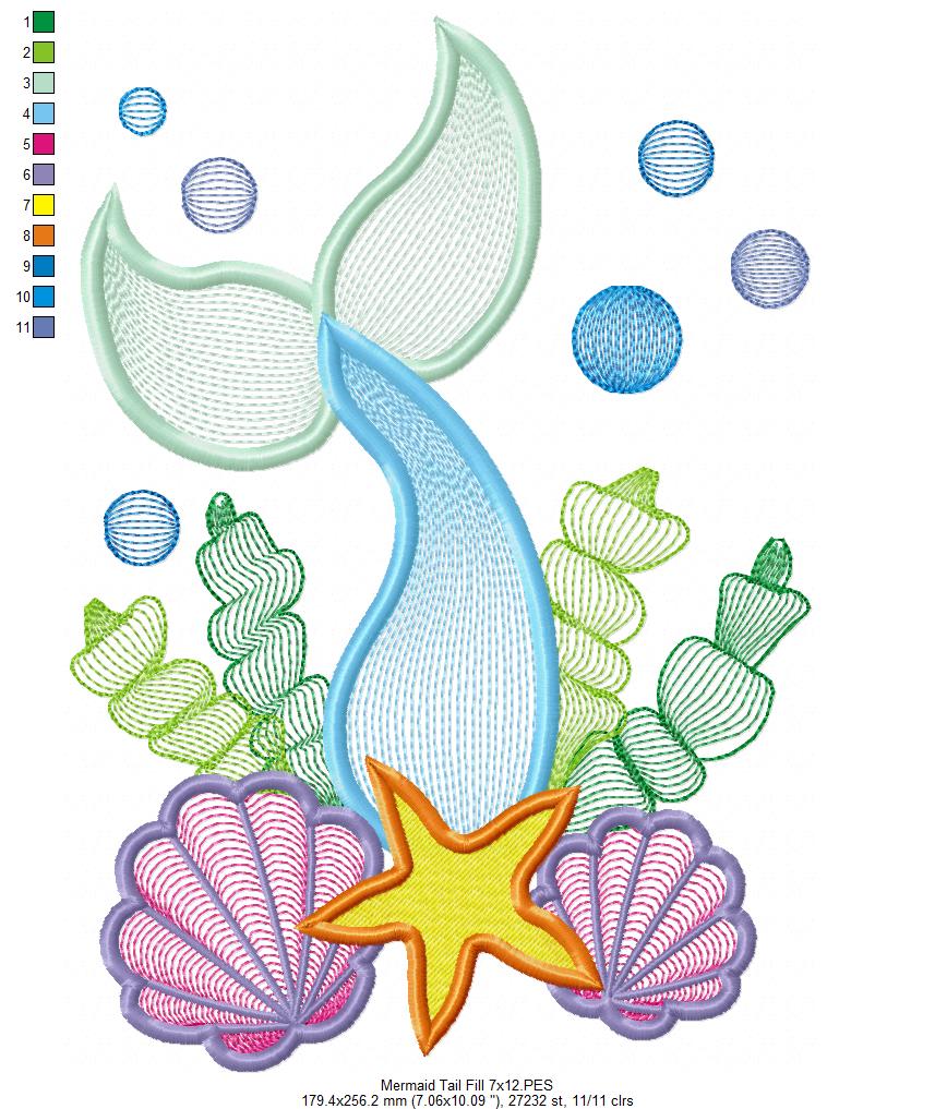 Mermaid Tail - Fill Stitch - Machine Embroidery Design