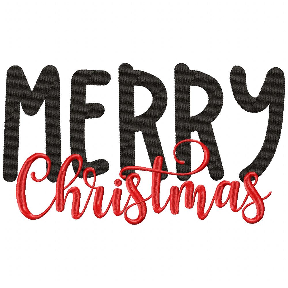 Merry Christmas - Fill Stitch - Machine Embroidery Design