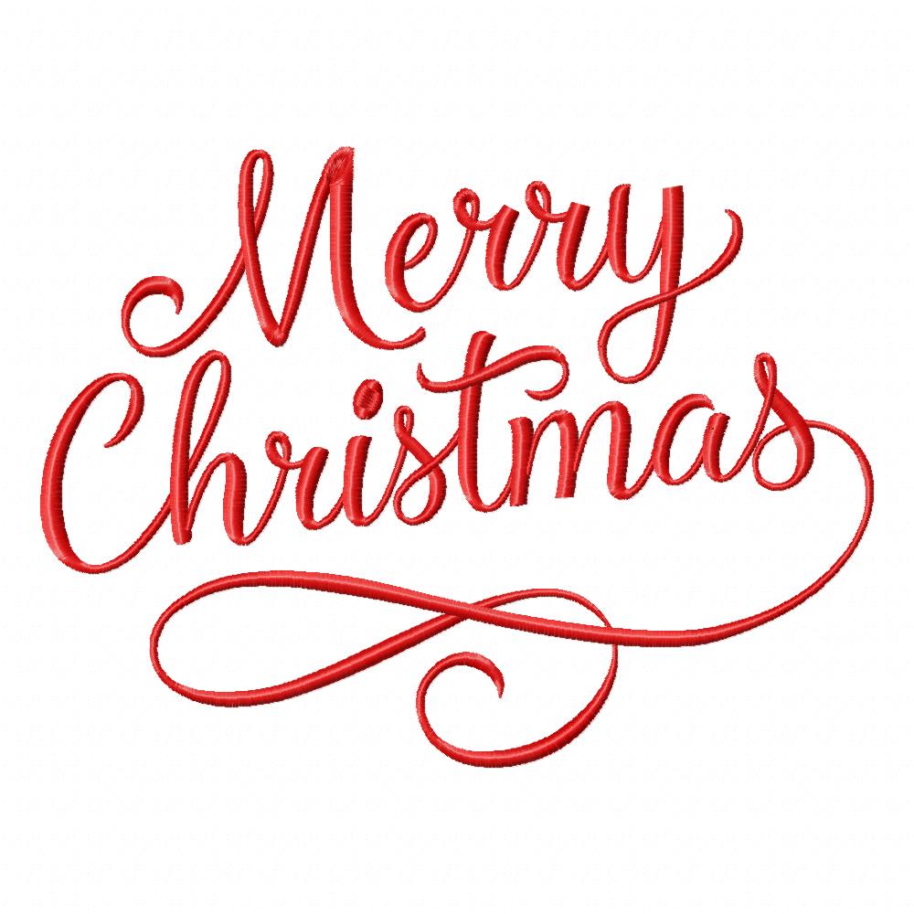 Merry Christmas Lettering - Fill Stitch - Machine Embroidery Design