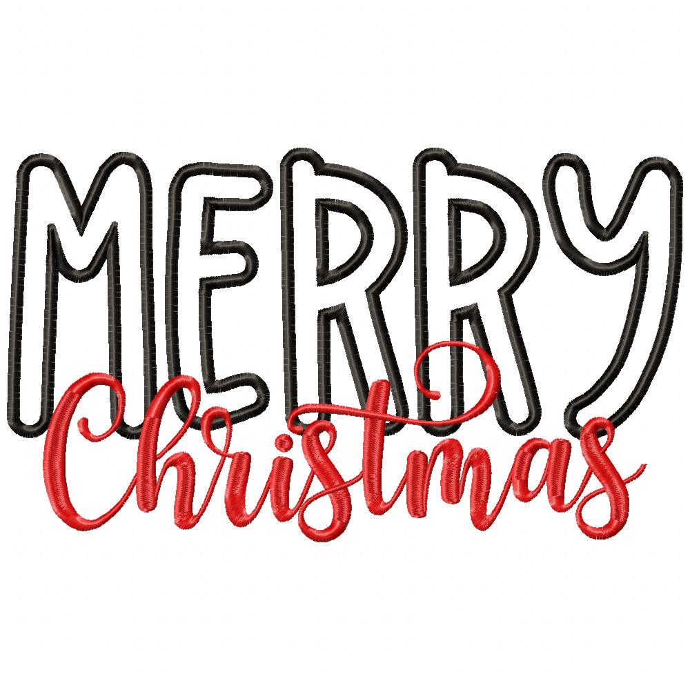 Merry Christmas - Applique - Machine Embroidery Design