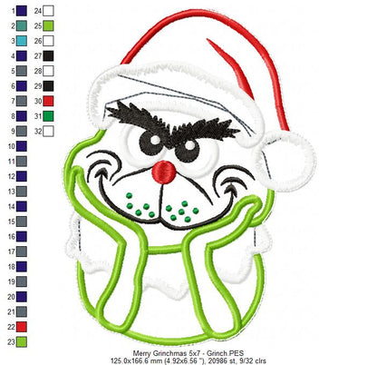 Merry Grinchmas Ornament - ITH Project - Machine Embroidery Design