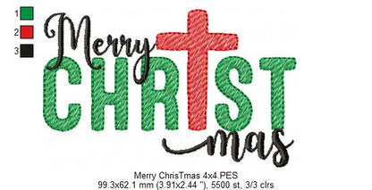 Merry Christmas - Rippled Stitch - Machine Embroidery Design