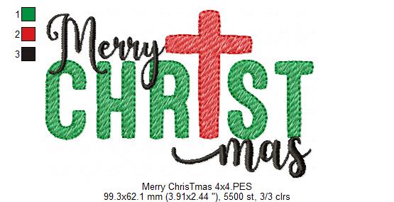 Merry Christmas - Rippled Stitch - Machine Embroidery Design