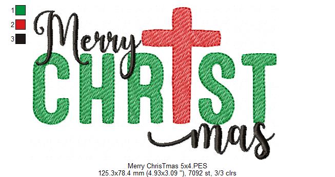 Merry Christmas - Rippled Stitch - Machine Embroidery Design