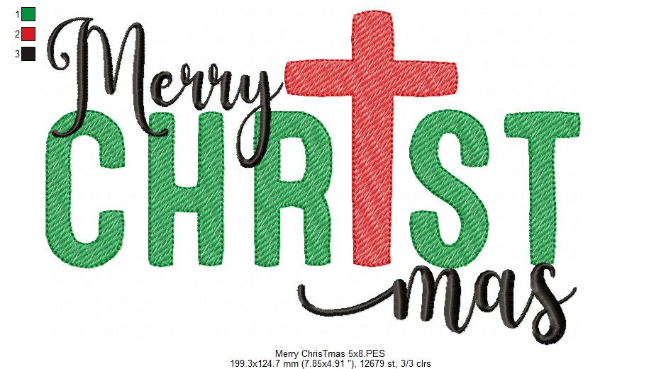 Merry Christmas - Rippled Stitch - Machine Embroidery Design