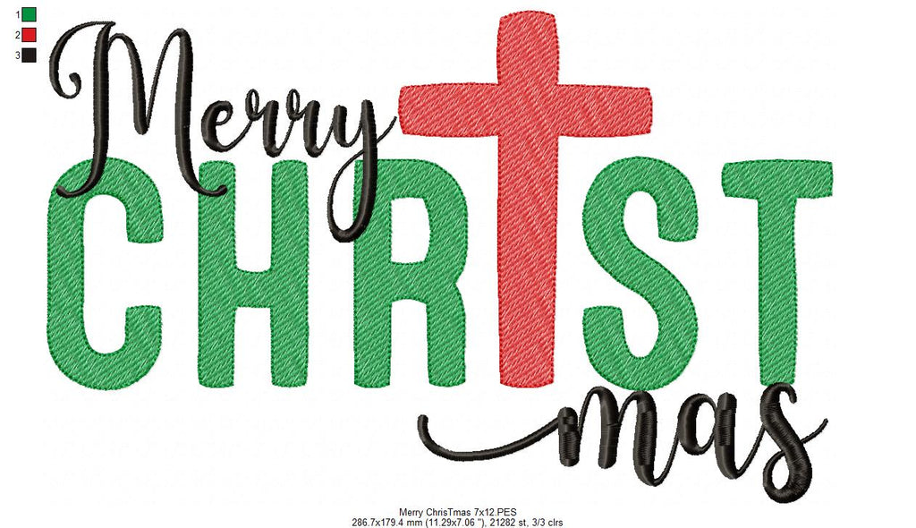 Merry Christmas - Rippled Stitch - Machine Embroidery Design