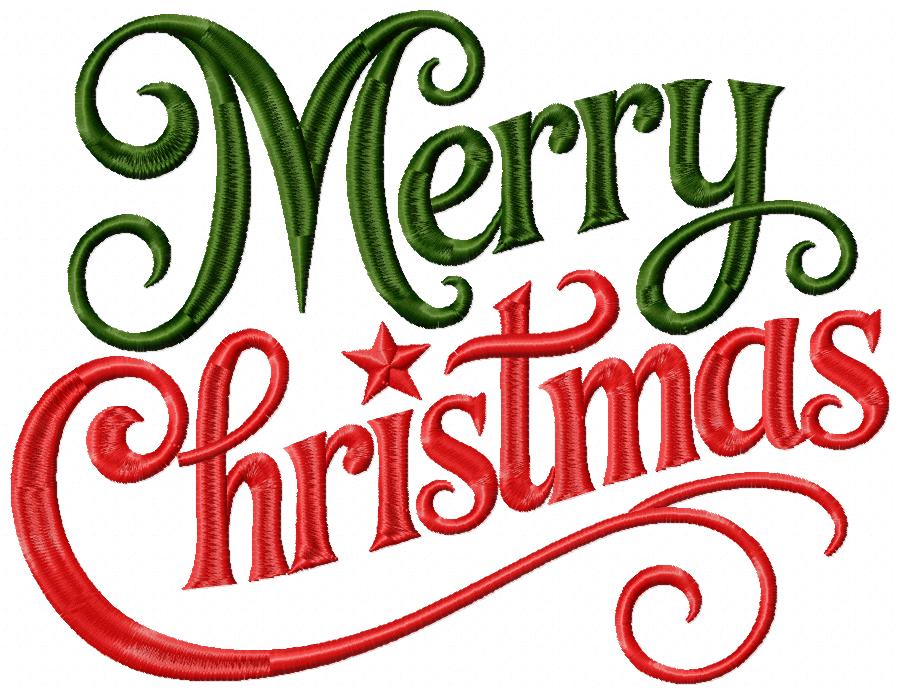 Elegant Merry Christmas Lettering – Satin Stitch – Machine Embroidery Design